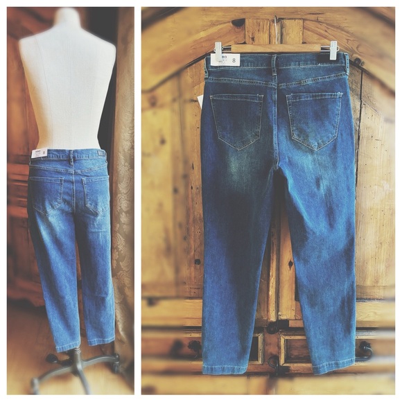 Denim / Detailing Gold Tone Studded Faux Pockets - Picture 7 of 10